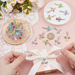 48Pcs 8 Colors Angel Alloy & Acrylic Pendant Decoration&nbsp;HJEW-FH00093