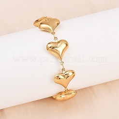 304 Stainless Steel Heart Link Chain Bracelets for Valentine's Day Gift&nbsp;BJEW-D359-17A-G