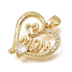 Brass Micro Pave Clear Cubic Zirconia Pendants&nbsp;KK-C263-24A-G