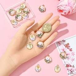 16Pcs 4 Styles Rack Plating Alloy Enamel Pendants&nbsp;ENAM-YW0005-70