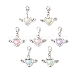 Heart & Wing Imitation Pearl Acrylic Pendant Decorations&nbsp;HJEW-JM03667