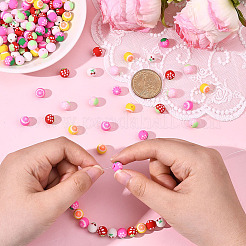 180Pcs 6 Colors Fruits Theme Handmade Polymer Clay Beads&nbsp;CLAY-SC0002-59