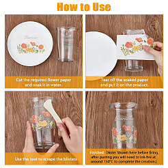 Clear Film Flower Theme Rub on Transfer Stickers for Glass Cups&nbsp;AJEW-WH0083-41