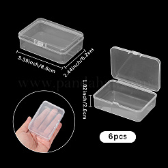 6Pcs PP Plastic Bead Containers with Hinged Lid&nbsp;CON-SP0001-24