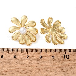 Flower Brass ABS Plastic Imitation Pearl Stud Earrings&nbsp;EJEW-U062-05G