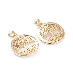 Brass Micro Pave Clear Cubic Zirconia Pendants&nbsp;KK-F814-15G