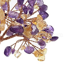 Natural Yellow Quartz & Amethyst Chips Tree Decorations&nbsp;DJEW-M012-01B