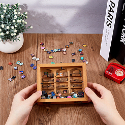 Wood Bookshelf with Acrylic Books Mini Model&nbsp;DJEW-WH0015-148