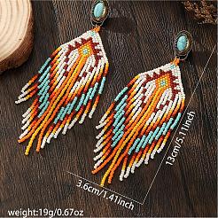 Bohemian Handmade Glass Seed Beads Tassel Stud Earrings&nbsp;EB9542-3