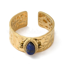 6Pcs 6 Style Teardrop & Star & Rectangle 304 Stainless Steel Open Cuff Rings Set&nbsp;RJEW-P092-01G-M