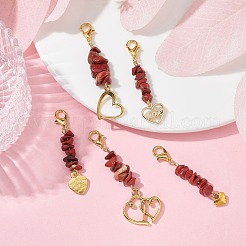 Valentine's Day Natural Red Jasper Chip Pendant Decorations&nbsp;HJEW-JM01330