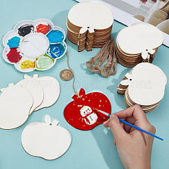 Apple Unfinished Blank Wooden Pendants for Painting Arts&nbsp;HJEW-WH0063-005