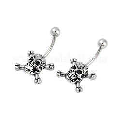 Skull 316 Surgical Stainless Steel Belly Button Rings&nbsp;EJEW-G416-04AS