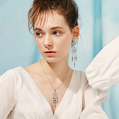 20Pcs 5 Style Woven Net/Web with Feather Tibetan Style Alloy Pendant Decorations&nbsp;HJEW-NB0001-80