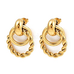 304 Stainless Steel Twist Ring Dangle Stud Earrings&nbsp;EJEW-K268-22G
