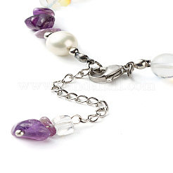 Natural Amethyst Chip Beaded Bracelet for Girl Women&nbsp;X1-BJEW-TA00019-03