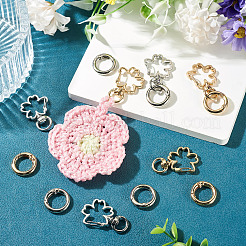 10Pcs 2 Colors Flower Alloy Swivel Snap Hook Clasps & 10Pcs 2 Colors Alloy Spring Gate Rings Findings Kits&nbsp;FIND-TADJ0001-21