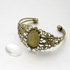 Filigree Brass Cuff Bangle Making and Oval Transparent Glass Cabochons&nbsp;DIY-X0219