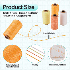 4 Rolls 4 Colors Waxed Polyester Cord&nbsp;YC-TA0001-29D