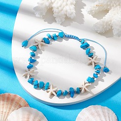 Synthetic Turquoise Beads with Natural Magnesite Anklet for Women&nbsp;AJEW-AN00576-01