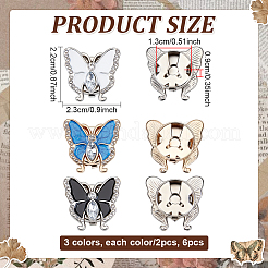 6Pcs 3 Colors Alloy Rhinestone Cufflinks&nbsp;BUTT-ME0001-52