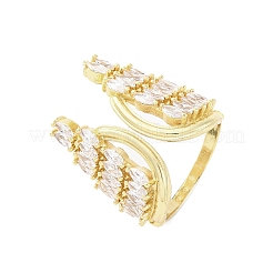 Brass Micro Pave Clear Cubic Zirconia Cuff Rings for Women&nbsp;RJEW-A062-02G