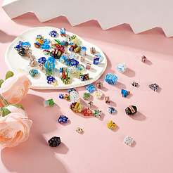 120Pcs 8 Style Handmade Millefiori Lampwork Beads Strands&nbsp;LAMP-KS0001-02