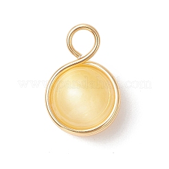 Dyed Natural Selenite Copper Wire Wrapped Round Pendants&nbsp;PALLOY-JF03770-01