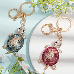 2Pcs 2 Colors Cute Tortoise Rhinestone Pendant Keychain&nbsp;KEYC-CA0001-48