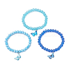 Electroplated Faceted Rondelle Glass Beaded Stretch Bracelet Sets&nbsp;BJEW-JB10482