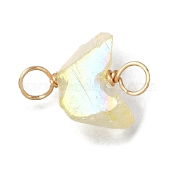 Electroplated Natural Quartz Nuggets Link Connector Charms&nbsp;PALLOY-JF04369-01