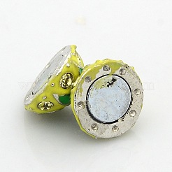 Platinum Plated Round Alloy Enamel Magnetic Clasps with Loops&nbsp;ENAM-P099-06
