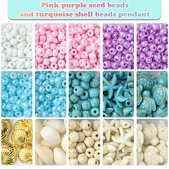 DIY Synthetic Turquoise & Seed Beads Bracelets Making Kits&nbsp;DIY-FS0007-01