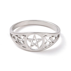 Non-Tarnish Pentacle with Sailor's Knot Finger Ring&nbsp;RJEW-P037-01P