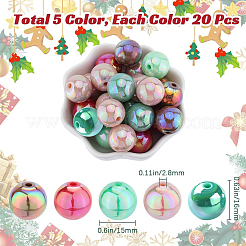 Christmas Theme 100Pcs 5 Colors Opaque Acrylic Beads&nbsp;MACR-SP0001-01B-04