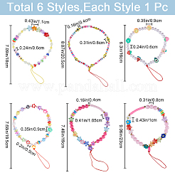 6Pcs 6 Styles Handmade Polymer Clay & Plastic Beaded Mobile Straps&nbsp;HJEW-GF0001-43