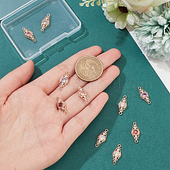 15Pcs 5 Colors Brass Pave Cubic Zirconia Connector Charms&nbsp;ZIRC-BC0001-17