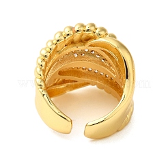 Brass Micro Pave Clear Cubic Zirconia Open Cuff Rings for Women&nbsp;RJEW-A048-13G