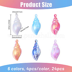 24Pcs 6 Colors UV Plating Iridescent Acrylic Imitation Conch Pendants&nbsp;MACR-CA0001-43