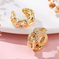 Rack Plating Brass Micro Pave Clear Cubic Zirconia Cuff Earrings&nbsp;EJEW-H147-11G