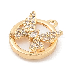 Brass Micro Pave Clear Cubic Zirconia Pendants&nbsp;KK-C080-03G