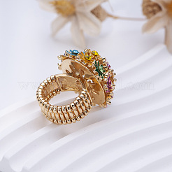 Flower Alloy with Rhinestone Enamel Finger Rings for Women&nbsp;FS-WG3A5AD-01
