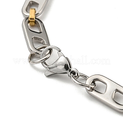 Ion Plating(IP) Two Tone 201 Stainless Steel Oval Link Chain Bracelet&nbsp;BJEW-B078-03GP