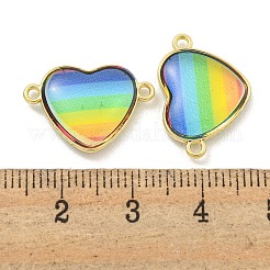 Rack Plating Brass Pave Rainbow Color Resin Connector Charms&nbsp;KK-M290-03B-G
