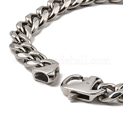 Non-Tarnish 304 Stainless Steel Cuban Link Chain Bracelet&nbsp;NJEW-D050-02D-P