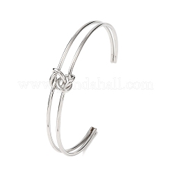 304 Stainless Steel Double Layers Cuff Bangles for Women&nbsp;BJEW-Z165-01P