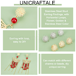24Pcs 2 Colors 304 Stainless Steel Stud Earring Findings&nbsp;STAS-UN0040-80