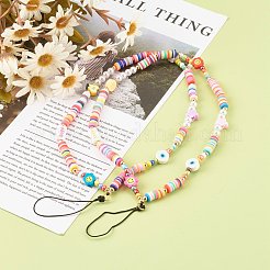 Polymer Clay Beaded Mobile Strap&nbsp;HJEW-JM00499