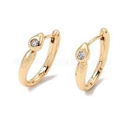Brass Pave Clear Cubic Zirconia Hoop Earrings&nbsp;KK-CBACA55-02G