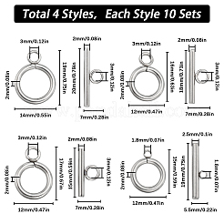40Pcs 4 Styles 304 Stainless Steel Ring Toggle Clasps&nbsp;STAS-SC0007-38